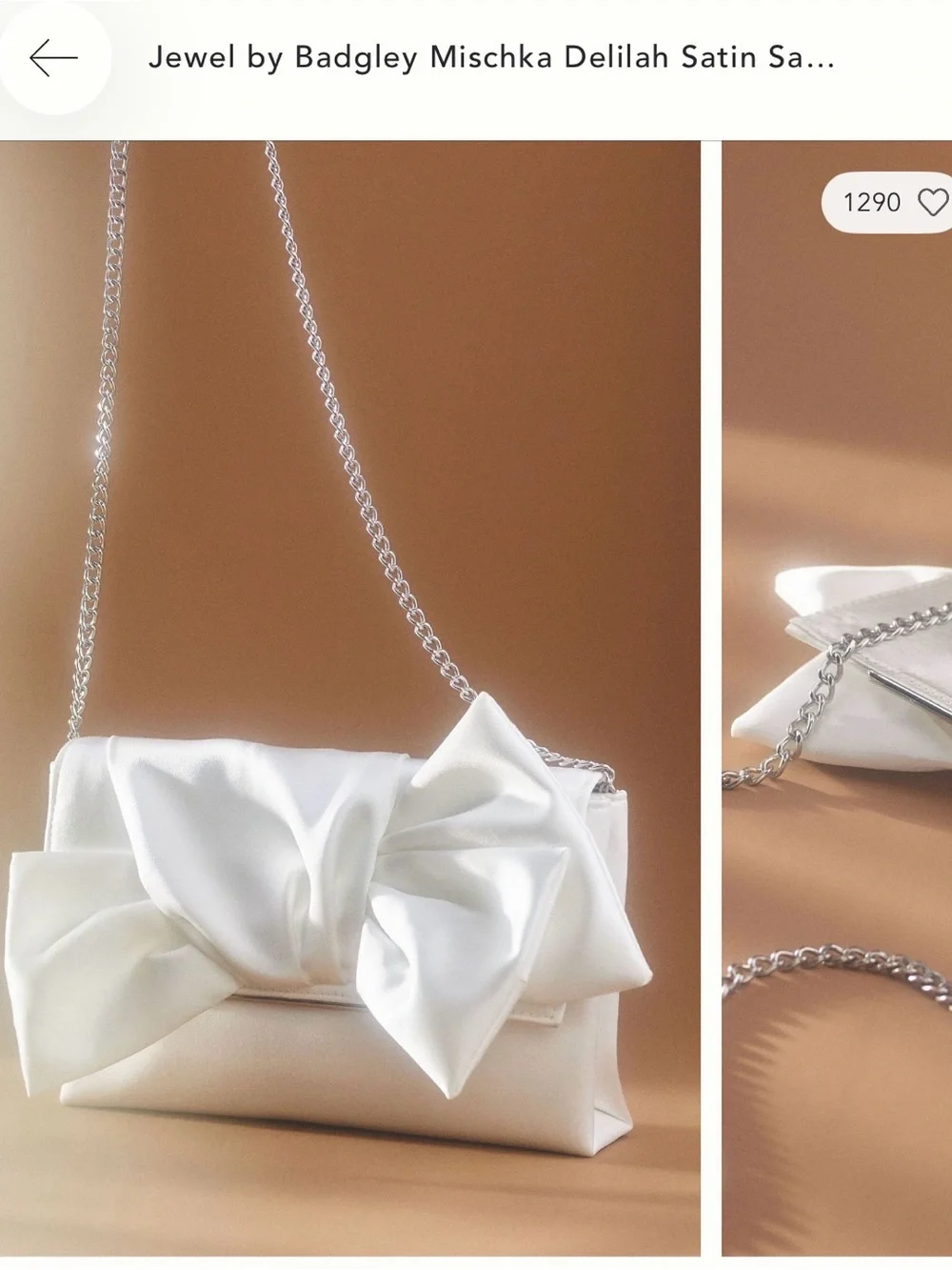 Jewel Badgley Mischka Ivory Satin Bow Clutch